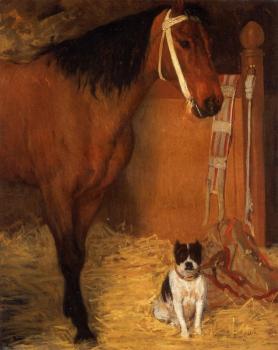 Edgar Degas : At the Stables, Horse and Dog